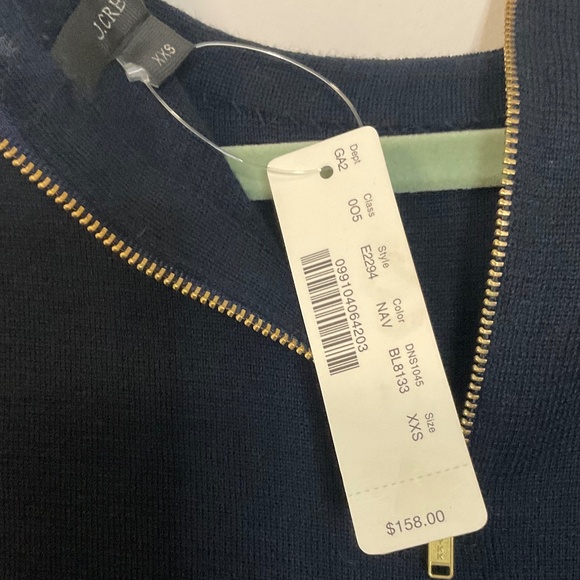 J CREW BEADED 3/4 SLEEVE NAVY MERINO WOOL BLEND SWEATER NWT- SIZE XXS $179. - Picture 10 of 14